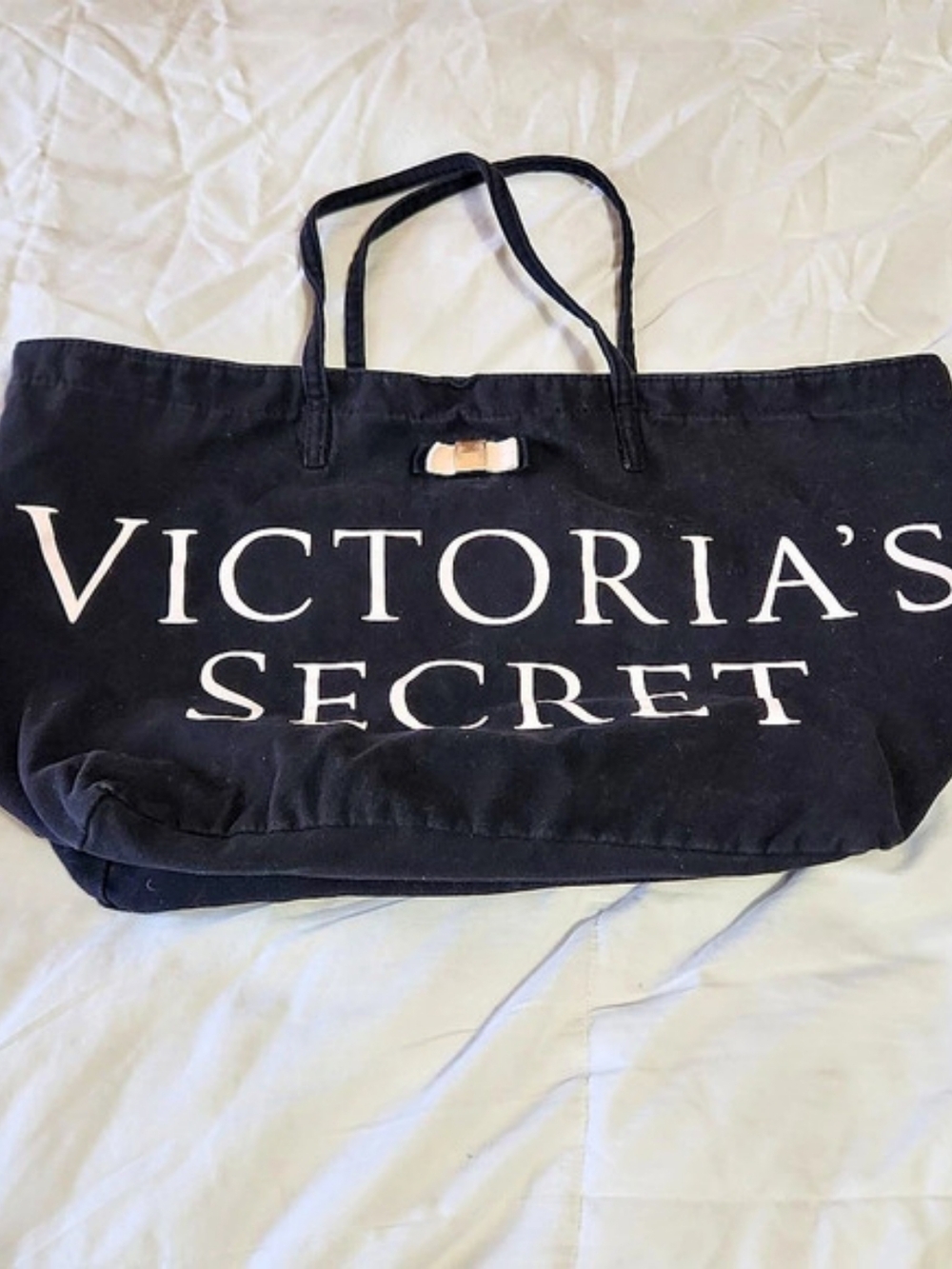 Victoria's Secret Black Canvas Logo Tote